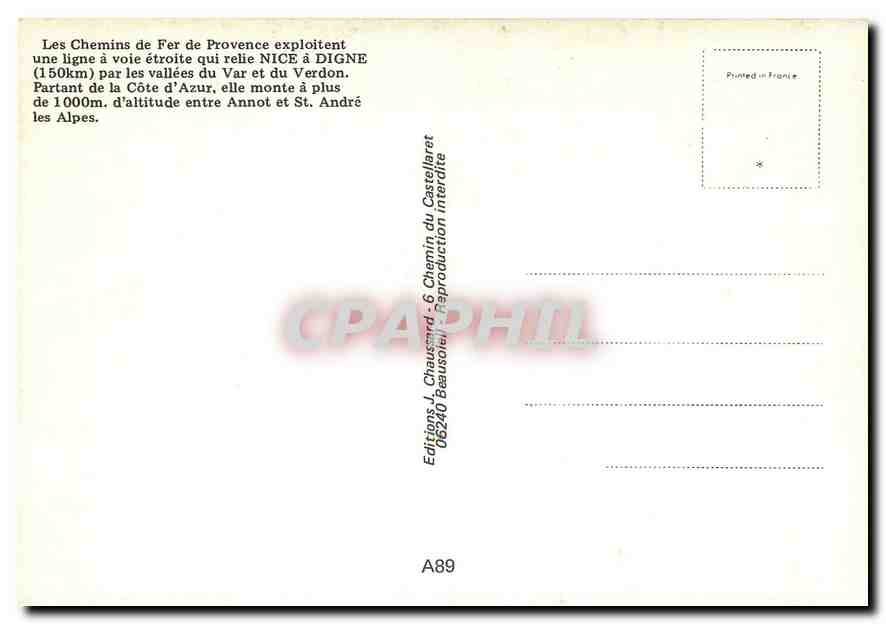 CPM CHEMINS DE FER DE PROVENCE - La moisson au Fugeret — Verso