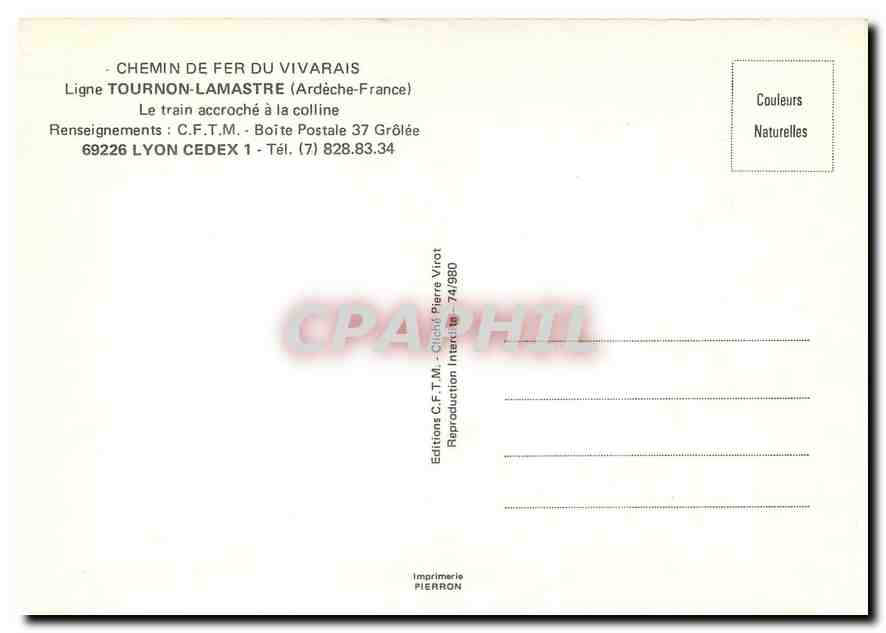 CPM Chemin de Fer du Vivarais — Verso