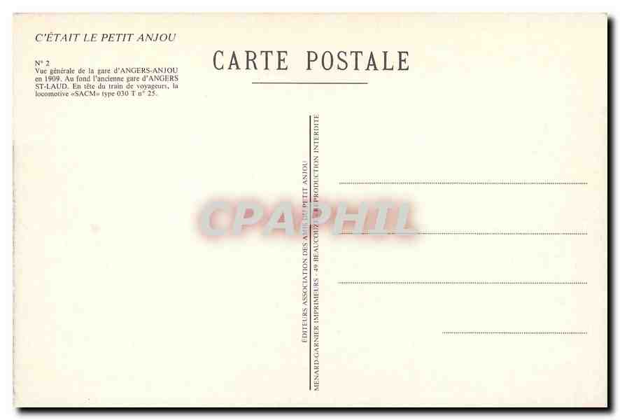 CPM ANGERS - Lgare Saint-Laud — Verso