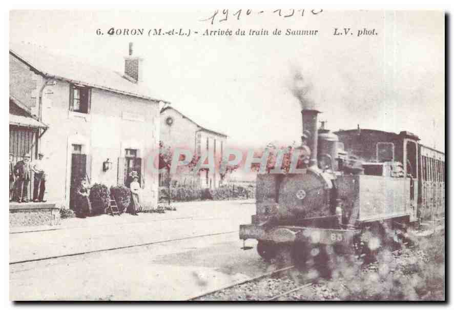 CPM GORON - Arrivée du train de Saumur