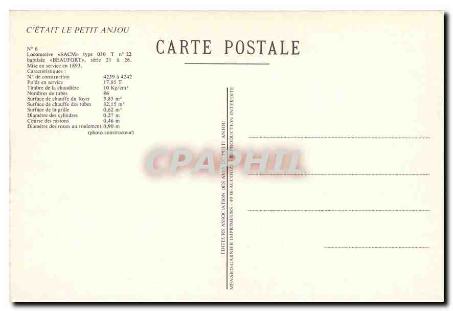 CPM C'ETAIT LE PETIT ANJOU — Verso