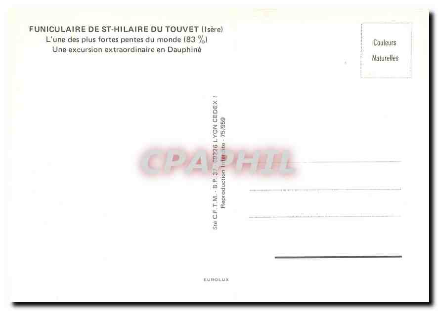 CPM FUNICULAIRE DE St-HILAIRE DU TOUVET — Back