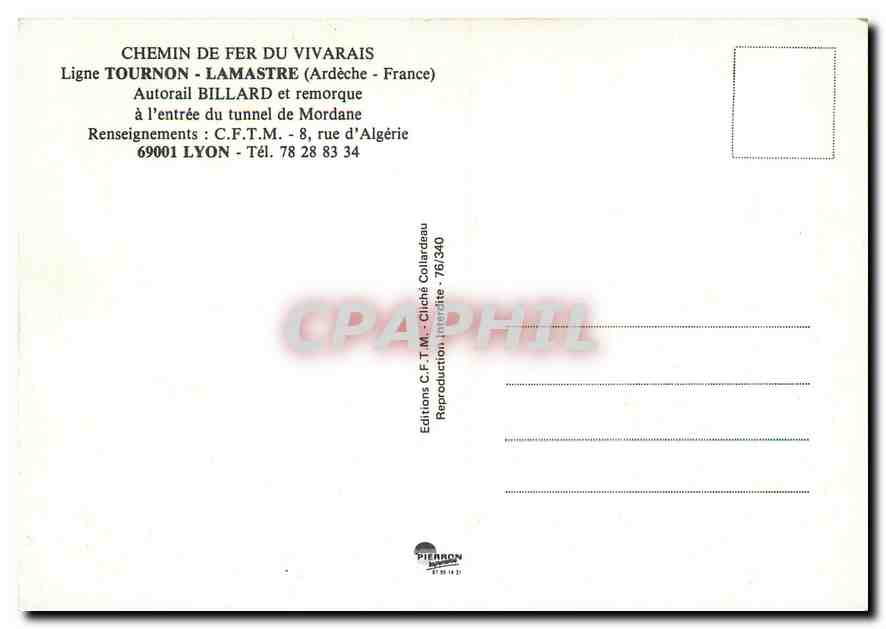 CPM CHEMIN DE FER DU VIVARAIS — Verso