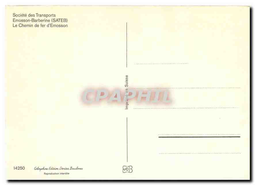 CPM Societe de transports Emosso-Barberine (SATEB) — Verso