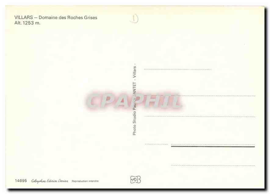 CPM VILLARS-Domaine des Roches Grises — Verso