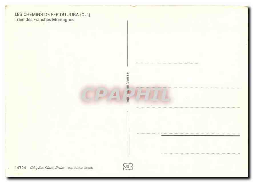 CPM LES CHEMINS DE FER DU JURA (CJ) — Verso