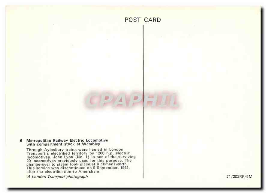 CPM Metropolitan Railway Electric Locomotive — Verso