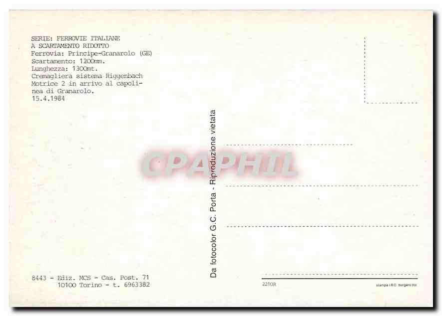 CPM FERROIE ITALIANE A SCARTAMENTO RIDOTTO — Verso