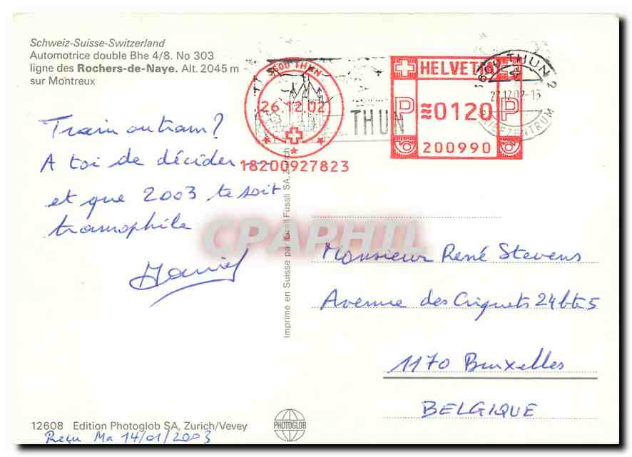 CPM Suisse Automotrice double Bhe 4/B N°303 — Verso