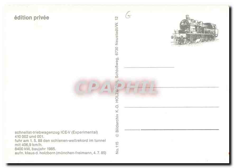 CPM schnelist-triebwagenzug ICE-V — Verso