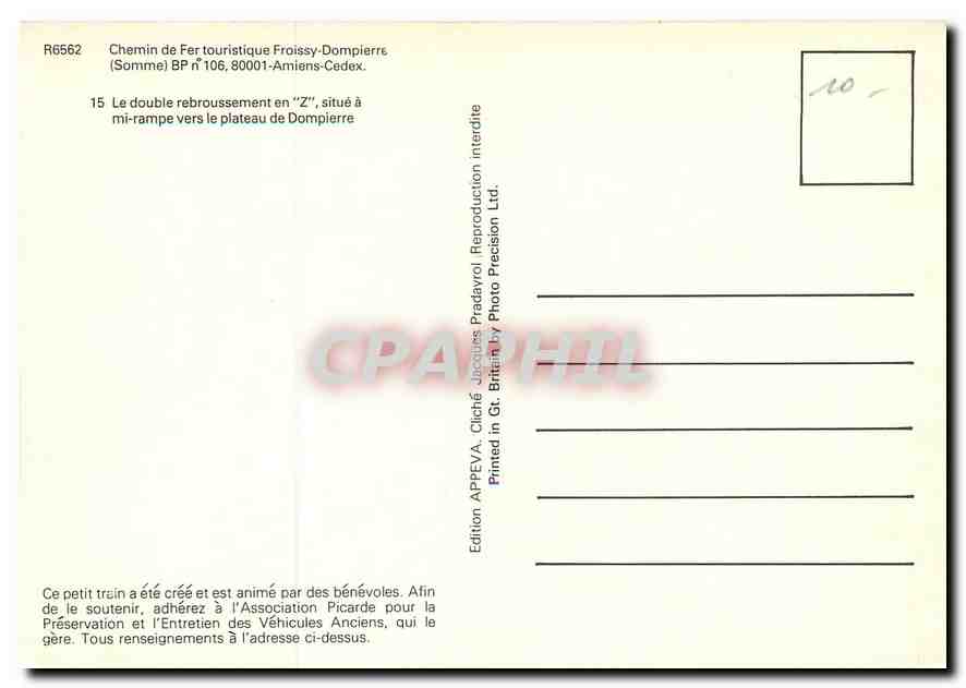 CPM Chemin de fer touristique Froissy-Dompierre — Verso