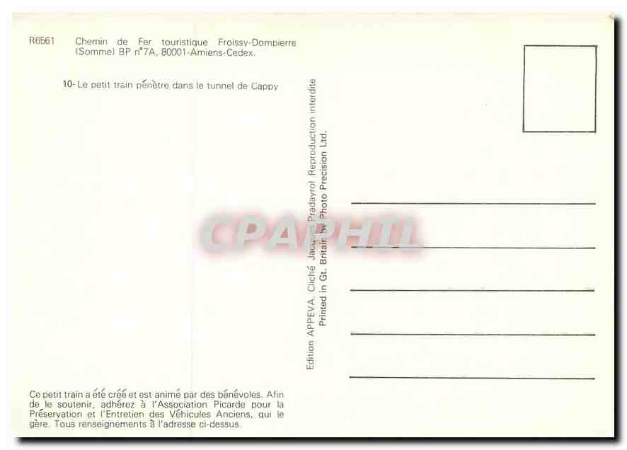 CPM Chemin de fer touristique Froissy-Dompierre — Verso