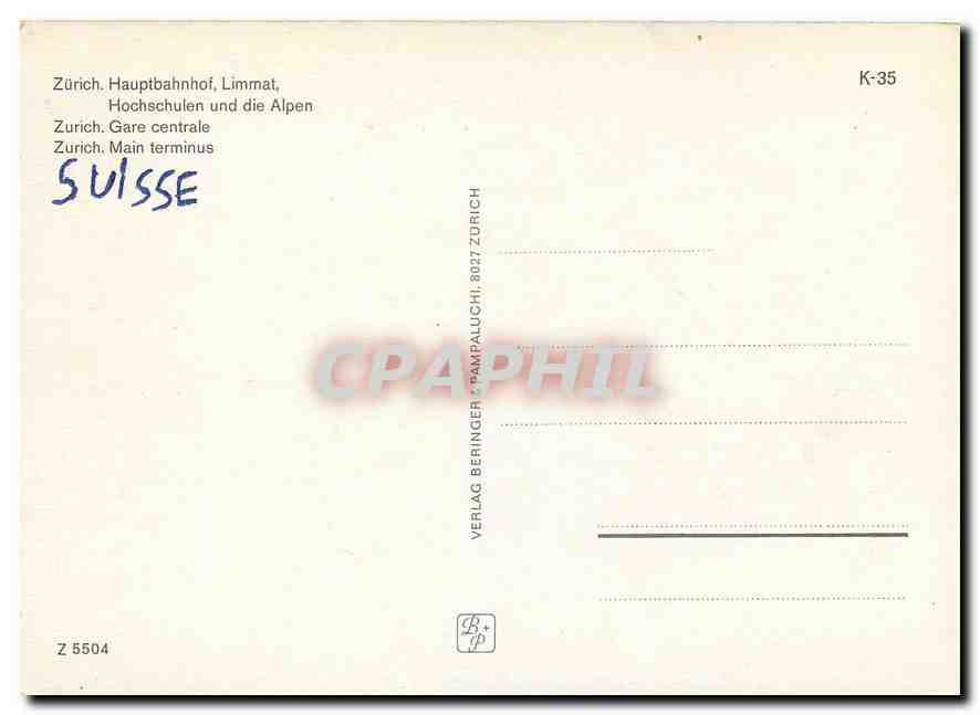 CPM Zrich Gare centrale — Rückseite