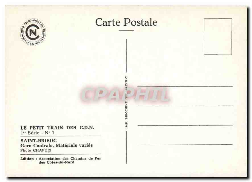 CPM SAINT-BRIEUC gare centrale — Verso