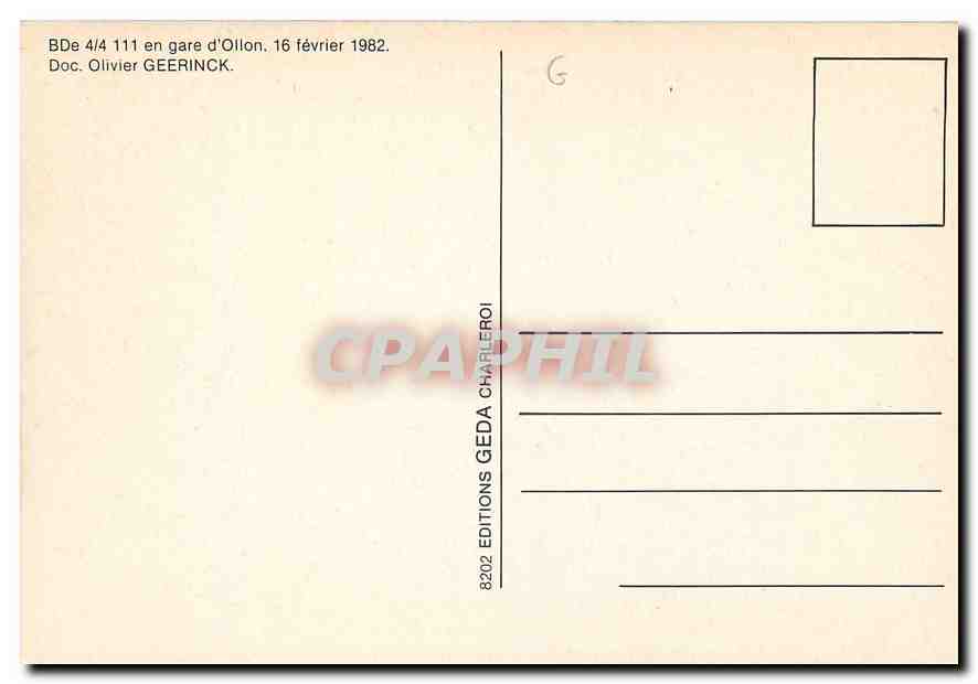 CPM Bde 4/4 111 en gare d'Olion  — Verso