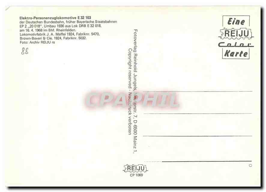 CPM Electro-Personenzuglokomotive E 32 103 — Verso