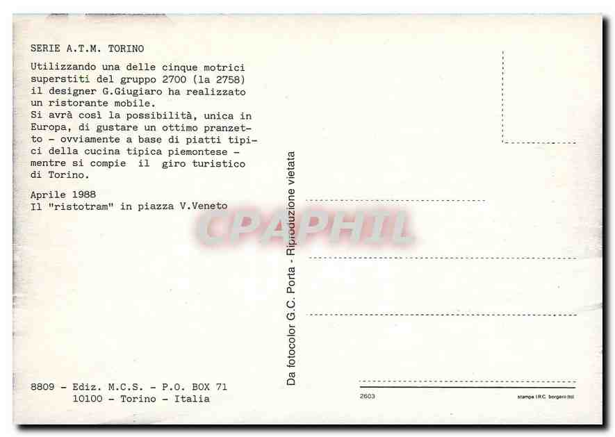 CPM A.T.M. TORINO — Verso