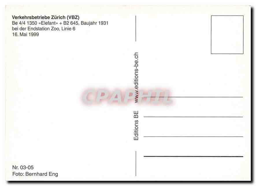 CPM Verkehrsbetriebe Zurich — Verso