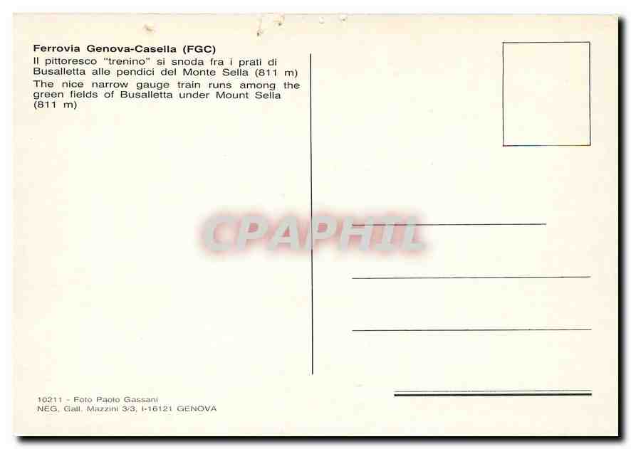 CPM Ferrovia Genova-Casella (FGC) — Verso
