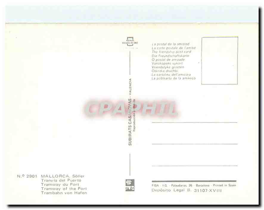 CPM MALLORCA Soller Tramway du Port — Verso