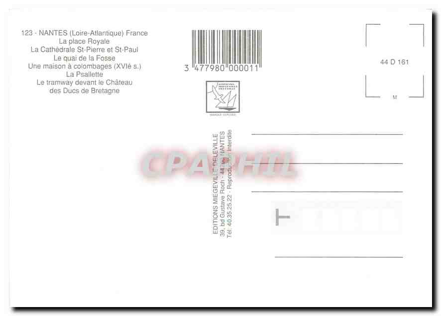 CPM NANTES La place Royale — Verso