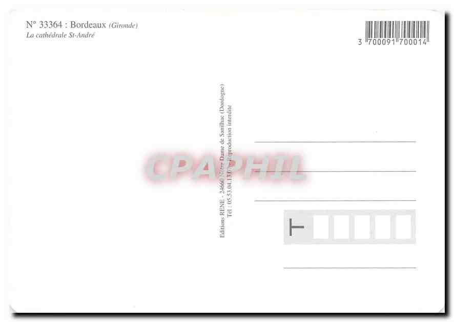 CPM Bordeaux La Cathedrale de St Andre — Verso