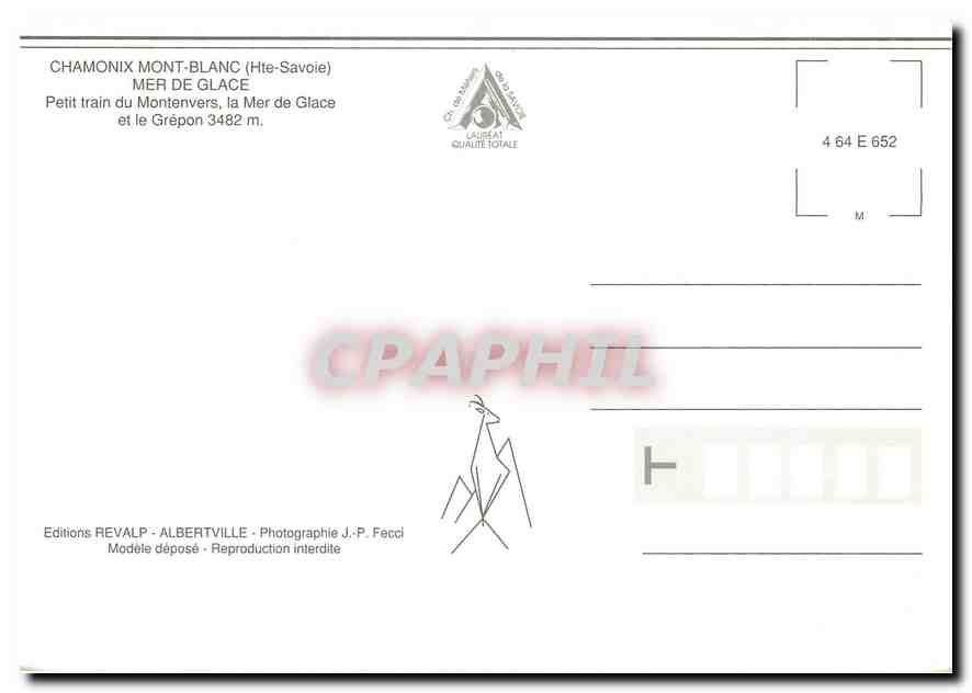 CPM CHAMONIX MONT-BLANC  — Verso