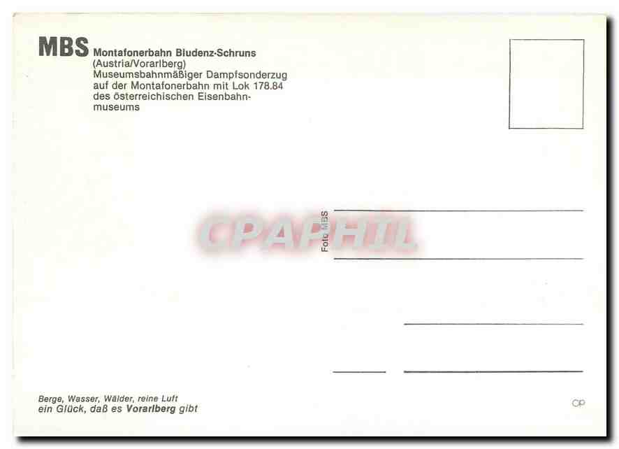 CPM Montafonerbahn Bludenz-Schruns MBS — Verso