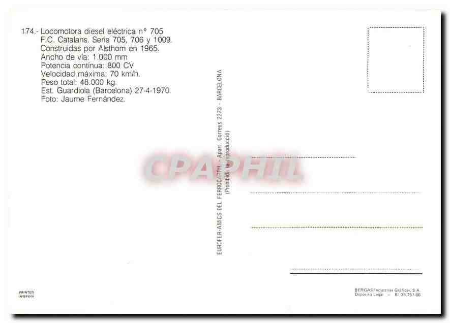 CPM Locomotora diesel electrica n°705 — Verso