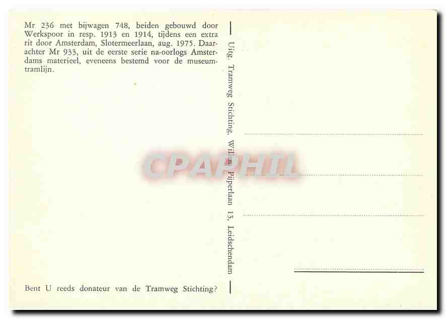 CPM Mr 236 MET BIJWAGEN 748 — Verso