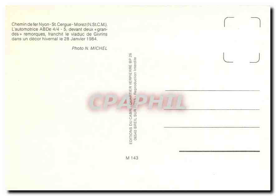 CPM Chemin de fer Bex-Villars- Bretaye  — Verso