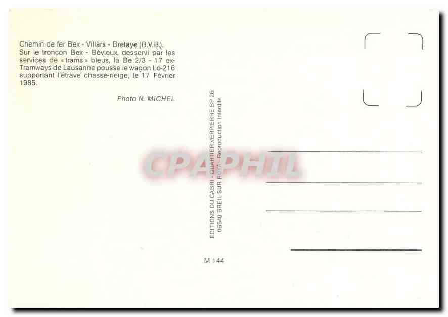 CPM Chemin de fer Bex-Villars- Bretaye  — Verso