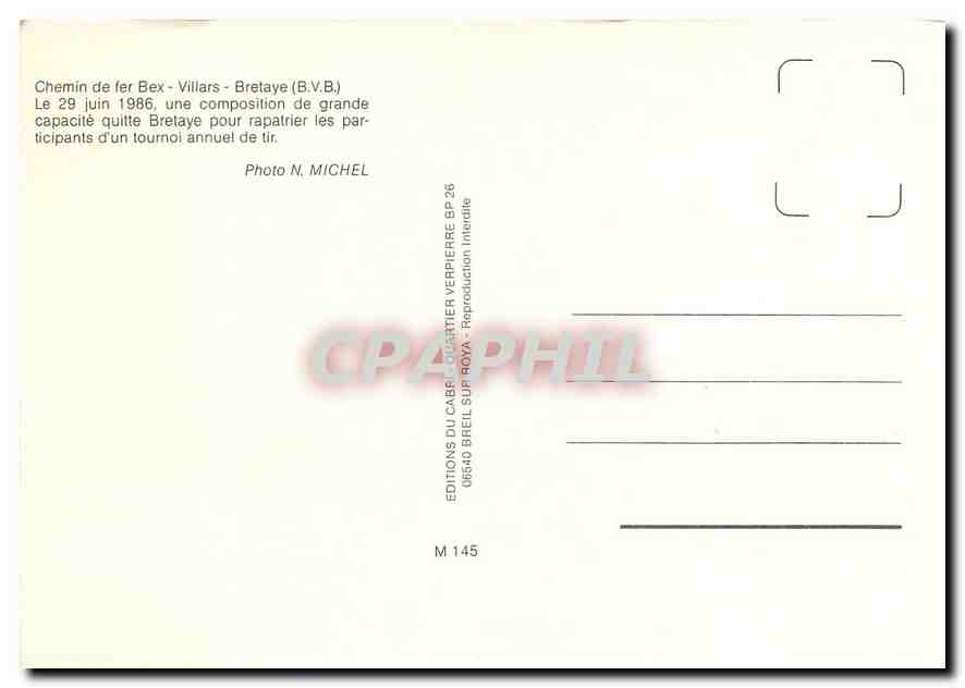 CPM Chemin de fer Lausanne-Echaliens-Bercher — Verso