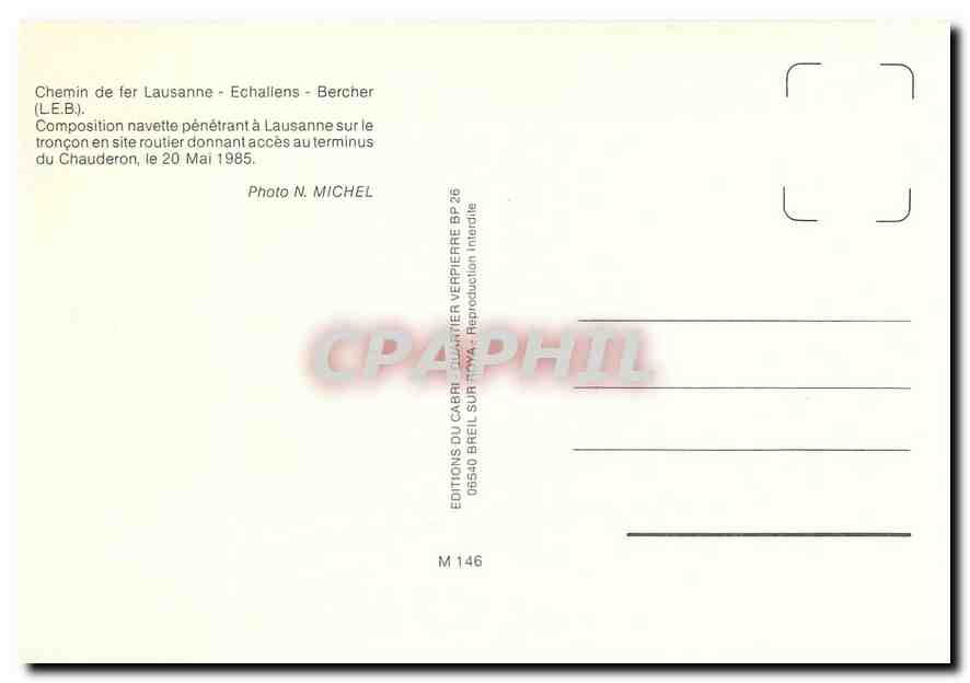 CPM Chemin de fer Lausanne-Echaliens-Bercher — Verso