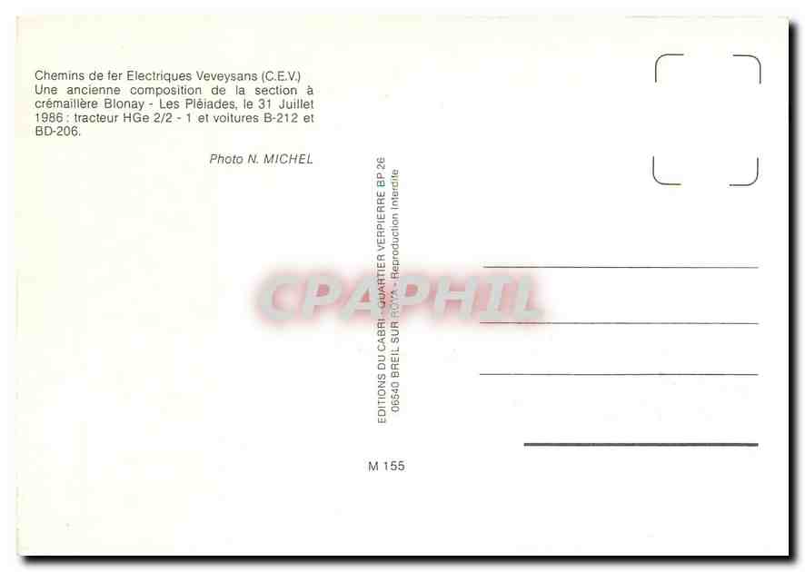 CPM Chemin de fer Electriques Veveysans — Verso