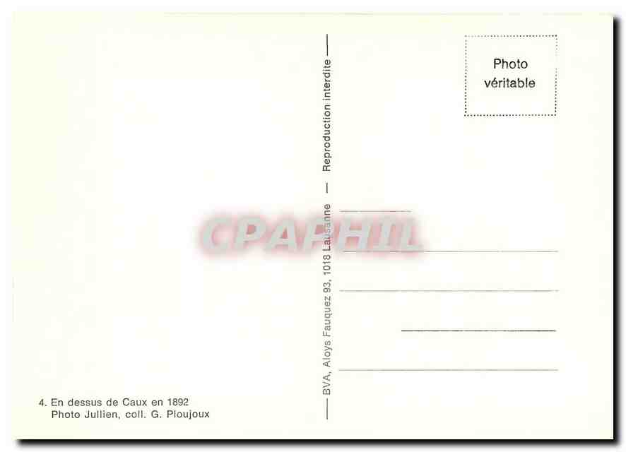 CPM En dessus de Caux en 1892 — Verso
