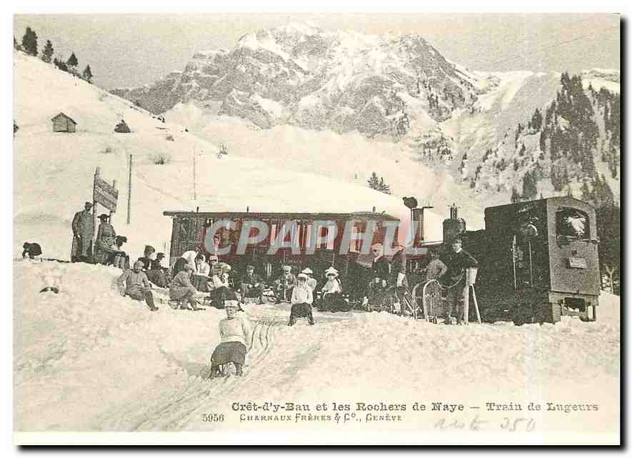 CPM Train de lugeurs à Crêt-d'y-Bau Vers 1905