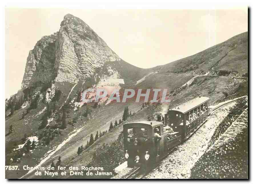 CPM Train pour les Rochers de Naye entre Crêt-d'y-Bau et Jaman vaer 1925