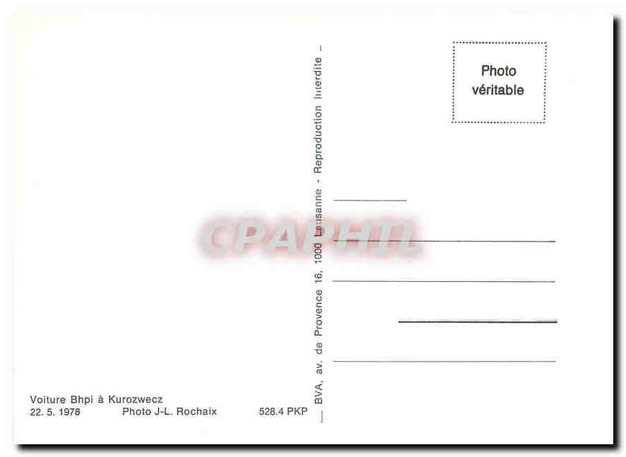 CPM Voiture Bhpl à Kurozwecz — Verso