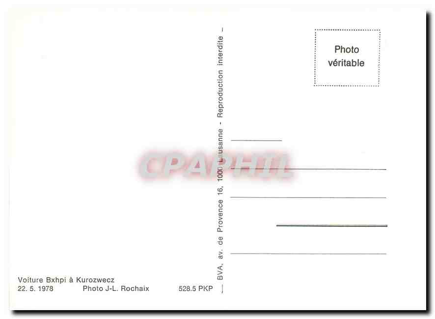 CPM Voiture Bhpl à Kurozwecz — Verso