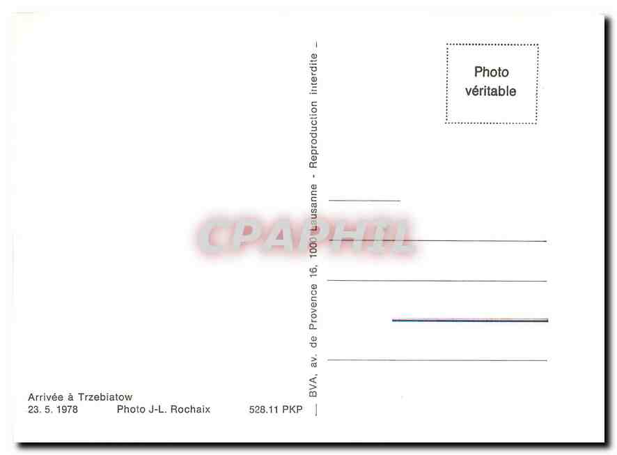 CPM Arrivée à Trzeblatow — Verso