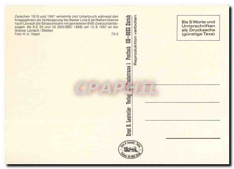 CPM Zwischen 1919 und 1967 verkehrte  — Verso