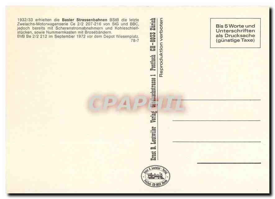 CPM 1932/33 erhielten die Basler Strassenbahnen  — Verso