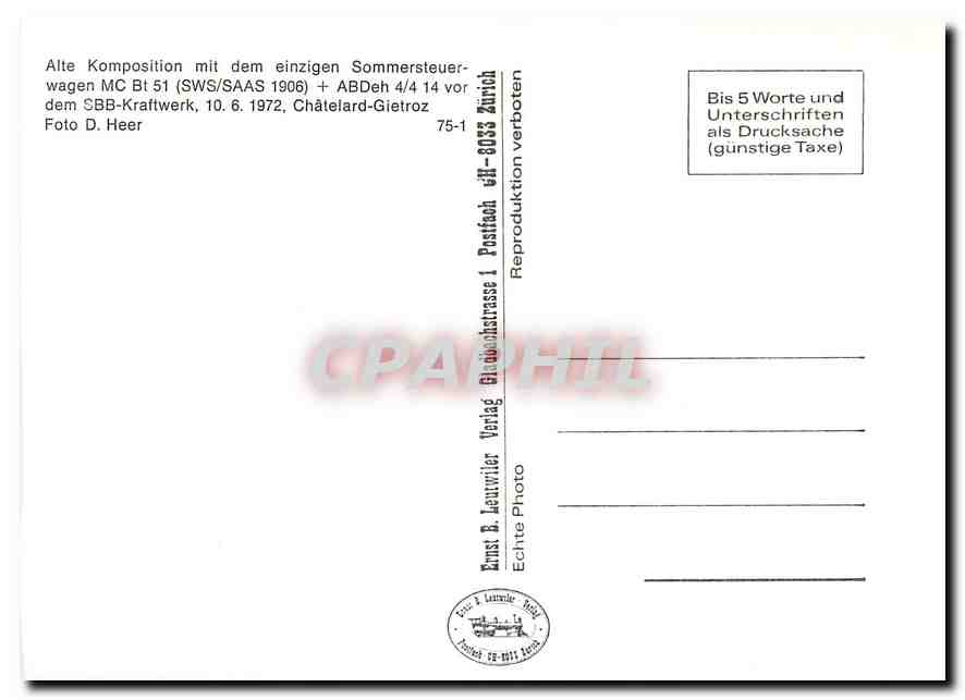 CPM Alte Komposition mit dem einzigen Sommersteuer- Wagen Mc Bt 51 — Verso
