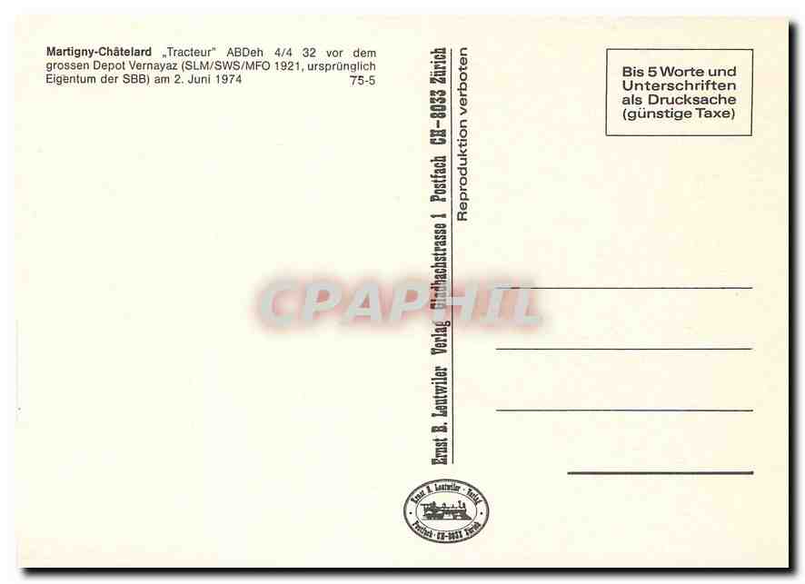 CPM Martigny-Châtelard — Verso