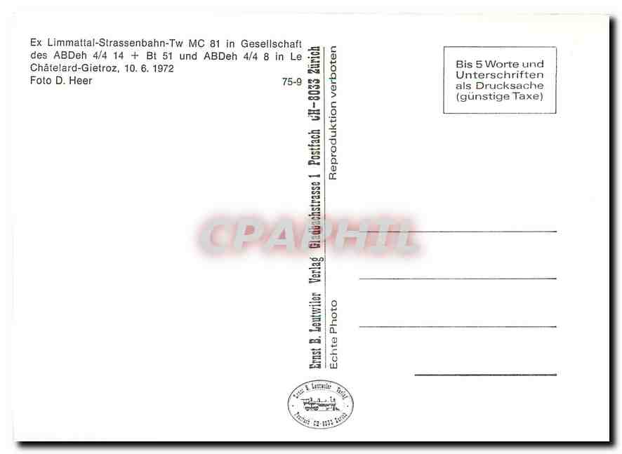 CPM Ex Limmattal-Strassenbahn-Tw MC 81 — Verso