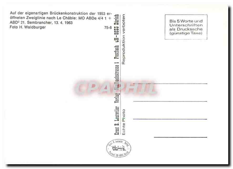 CPM Auf der eigenartigen Brückenkonstruction der 1953 — Verso