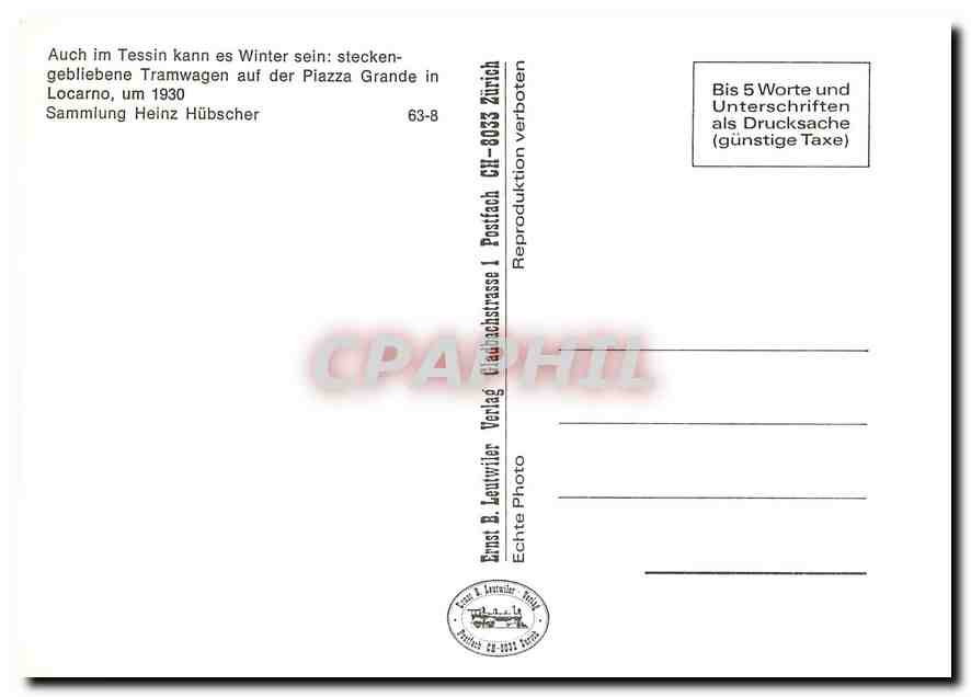 CPM Sammlung Heinz Hübscher — Rückseite