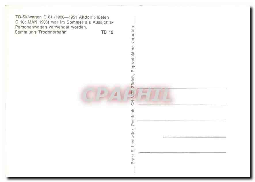 CPM Sammlung Trogenerbahn — Verso
