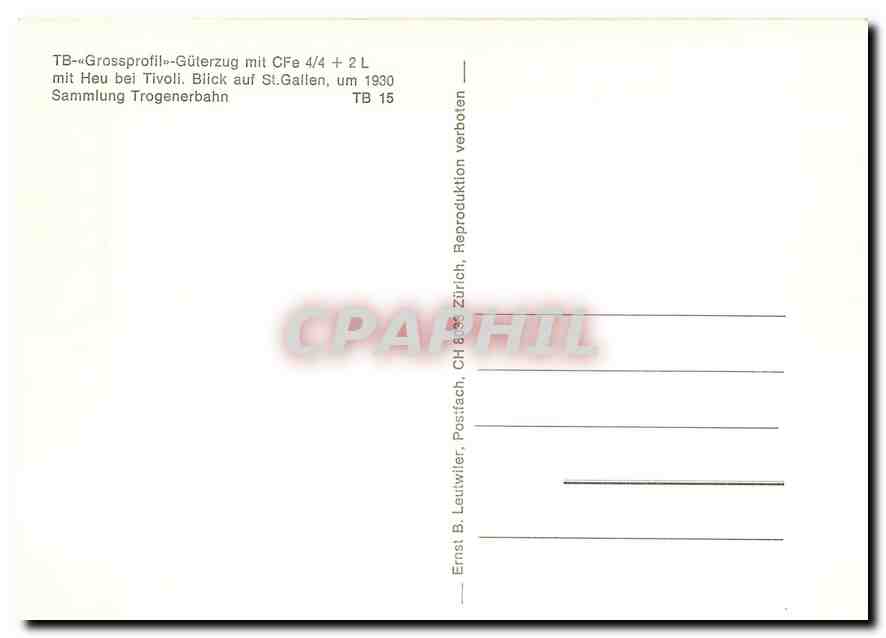 CPM Sammlung Trogenerbahn — Rückseite